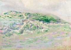 Antique 'Coastal Dunes, Ivory and Lilac', Early Dutch Post-Impressionist oil Landscape