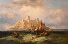 Oil Painting attributed to Hendrik Willebrord Jansen "Shipping in the Mediterran