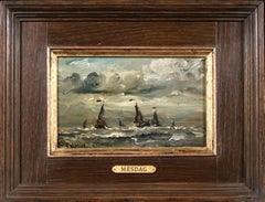 Fischerboote in rauer See - Haager Schule Seelandschaft Öl von Hendrik Willem Mesdag