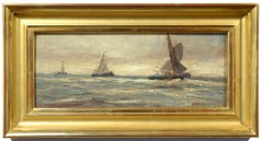 Sailing Vessels at Sea, Dutch Seascape, Marine Painting, 19th Century, Signed