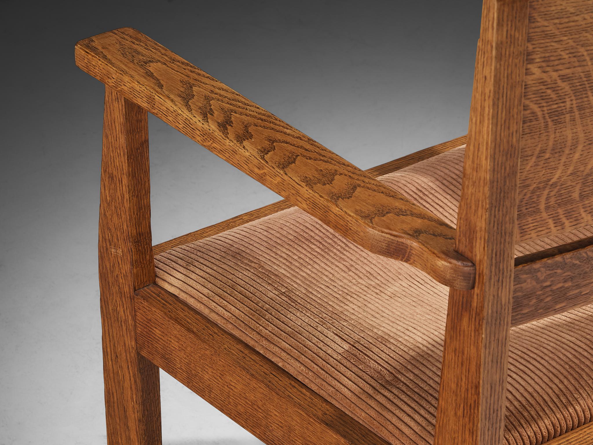 Hendrik Wouda para H. Pander & Zn Pareja de sillones de roble en venta 3