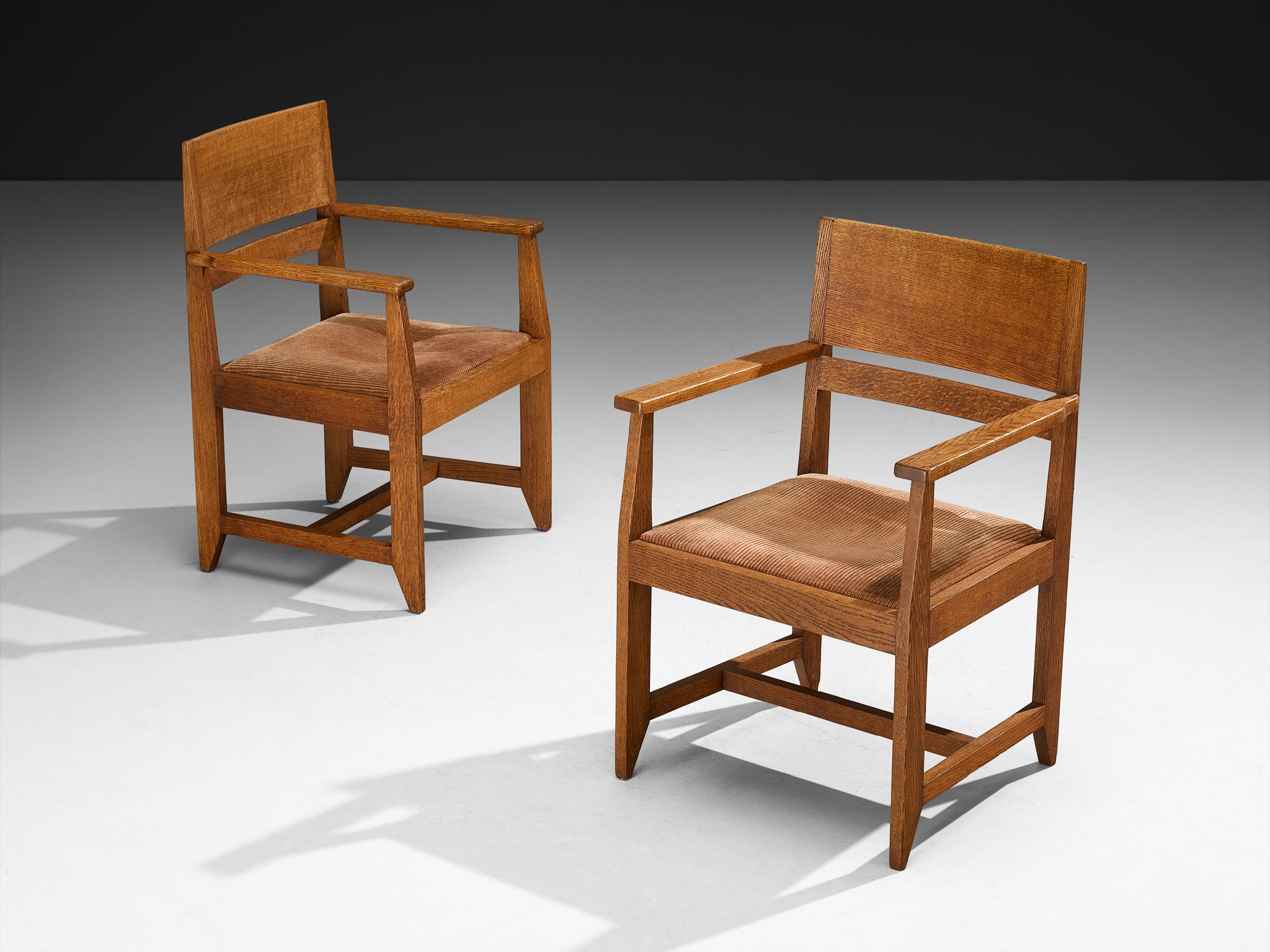 Hendrik Wouda para H. Pander & Zn Pareja de sillones de roble Art Decó en venta