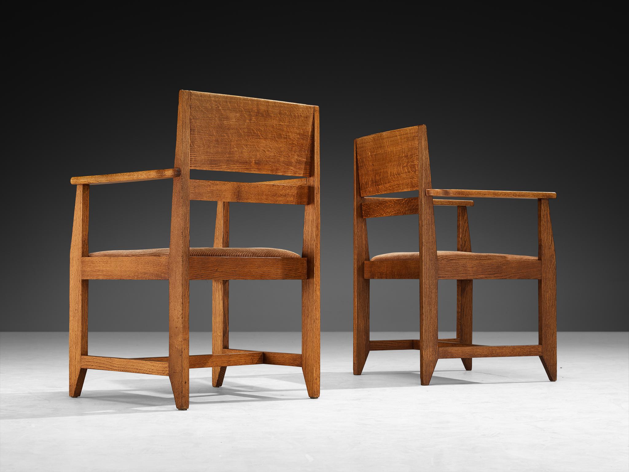 Hendrik Wouda para H. Pander & Zn Pareja de sillones de roble Holandés en venta