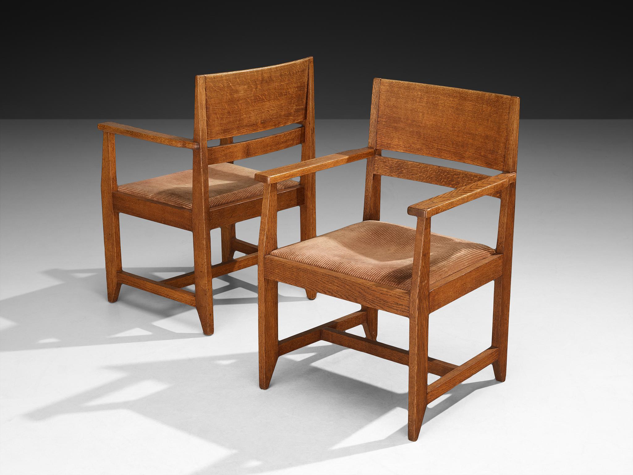 Hendrik Wouda para H. Pander & Zn Pareja de sillones de roble en Bueno estado para la venta en Waalwijk, NL