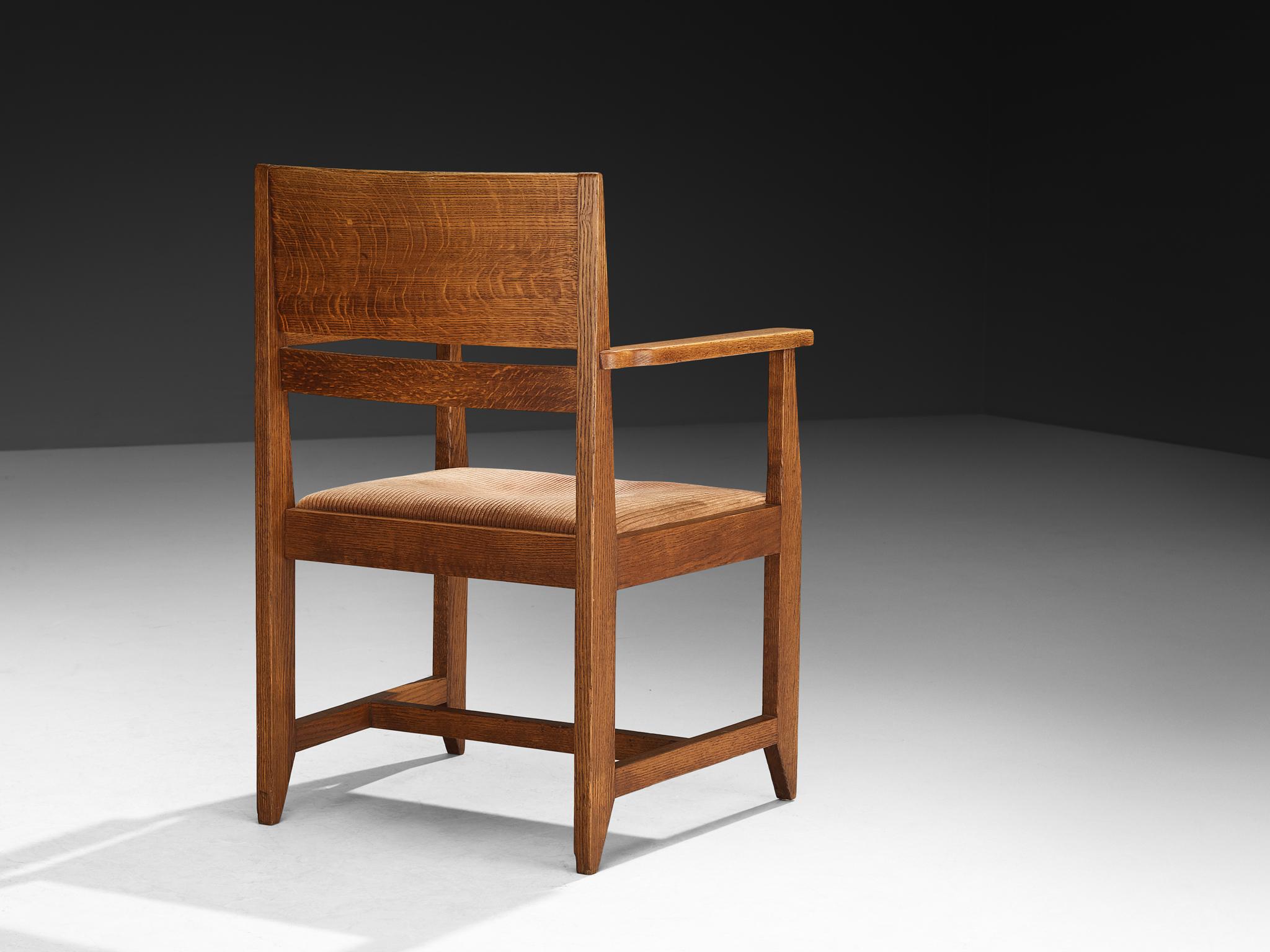 Hendrik Wouda para H. Pander & Zn Pareja de sillones de roble Tela en venta