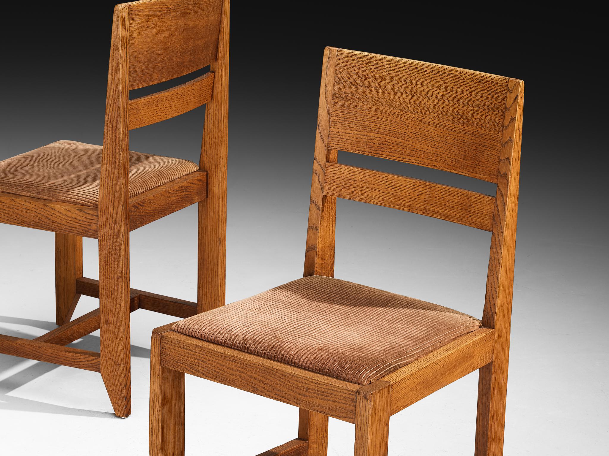 Hendrik Wouda para H. Pander & Zn Juego de cuatro sillas de roble en venta 2