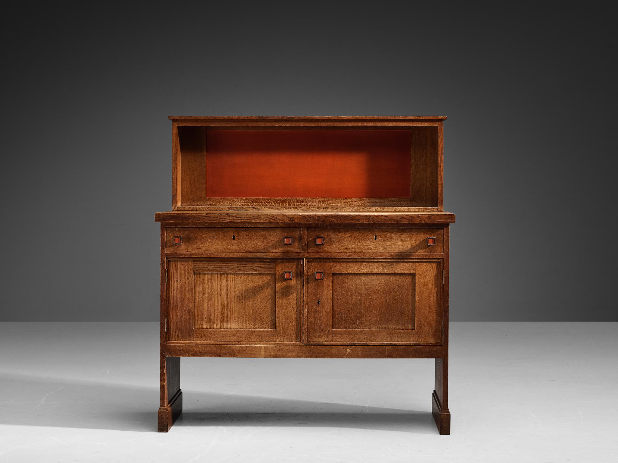 Art Deco Hendrik Wouda for H. Pander & Zonen Red Cabinet in Oak and Coromandel For Sale