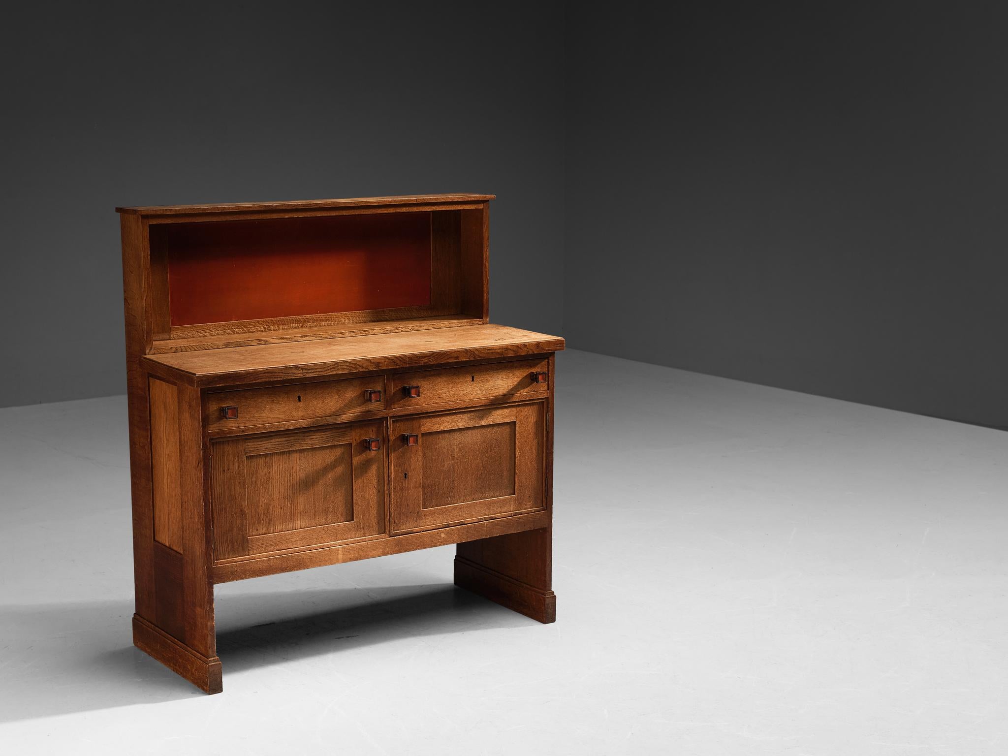 Early 20th Century Hendrik Wouda for H. Pander & Zonen Red Cabinet in Oak and Coromandel For Sale