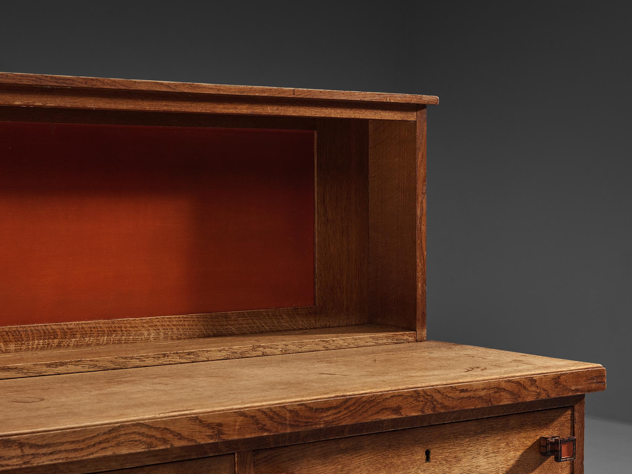 Hardwood Hendrik Wouda for H. Pander & Zonen Red Cabinet in Oak and Coromandel For Sale