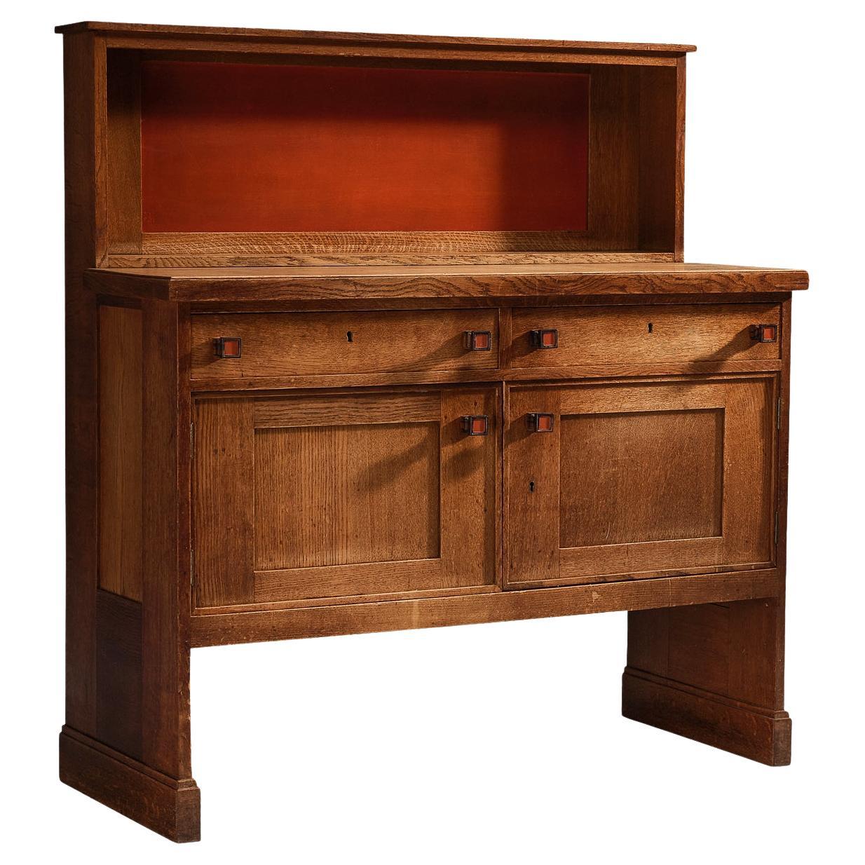 Hendrik Wouda for H. Pander & Zonen Red Cabinet in Oak and Coromandel For Sale
