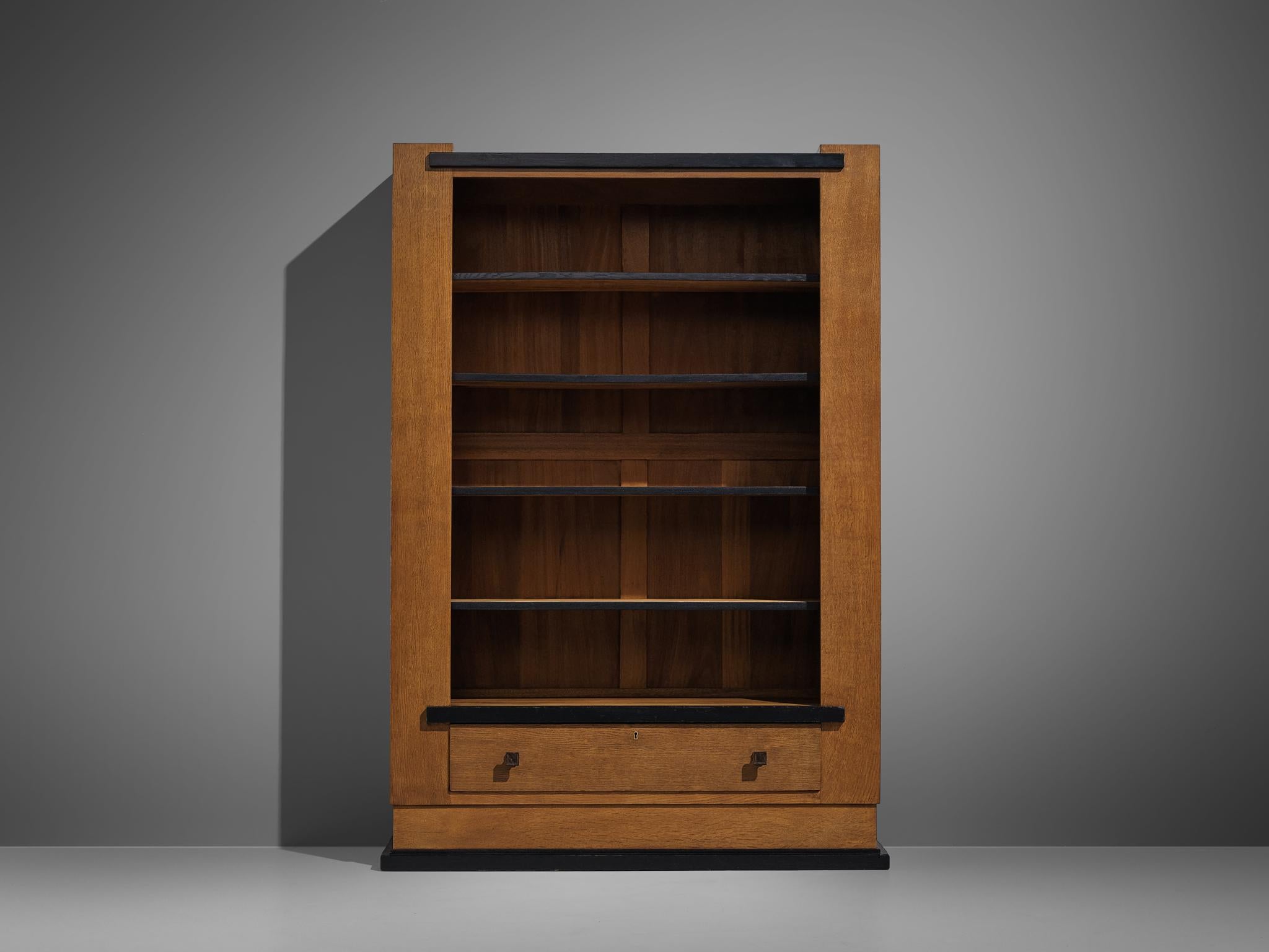 Dutch Hendrik Wouda for Pander Art Deco Bookshelf in Oak