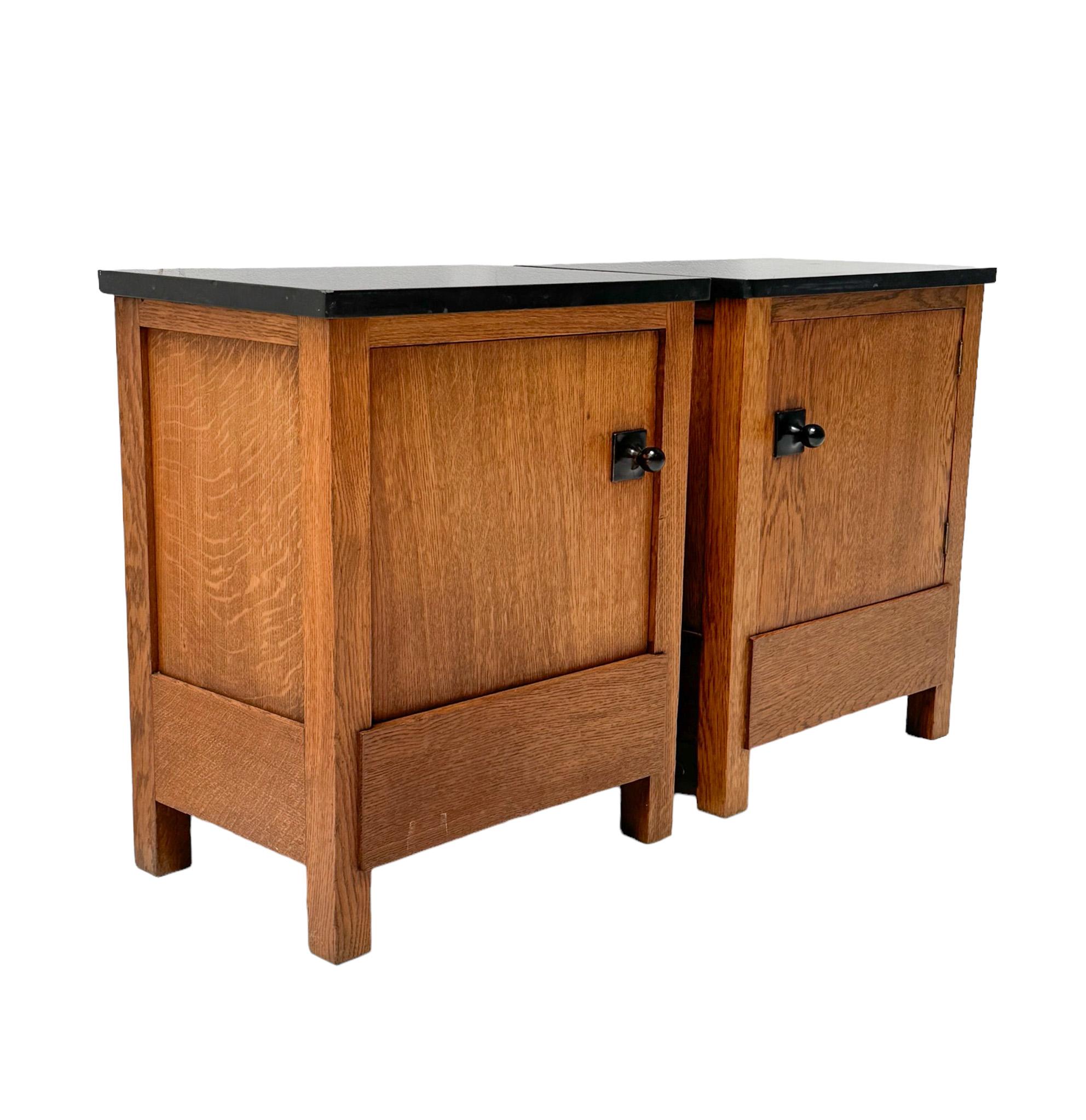 Early 20th Century Hendrik Wouda Pair of Art Deco Modernist Nightstands for Pander, 1924