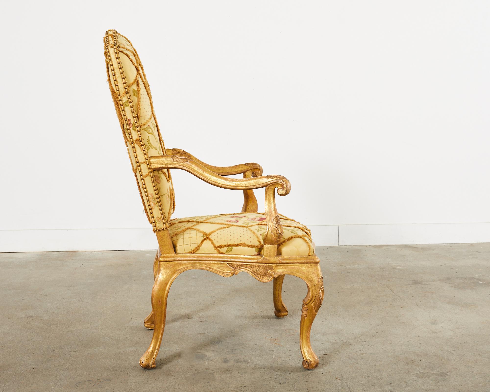 Hendrix Allardyce Italian Baroque Style Gilt Throne Chair For Sale 4