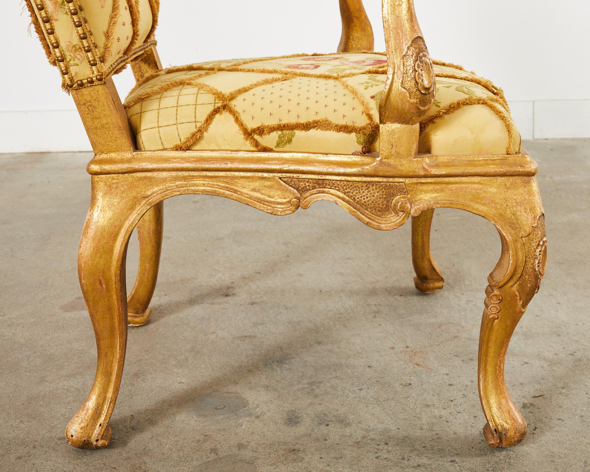 Hendrix Allardyce Italian Baroque Style Gilt Throne Chair For Sale 5