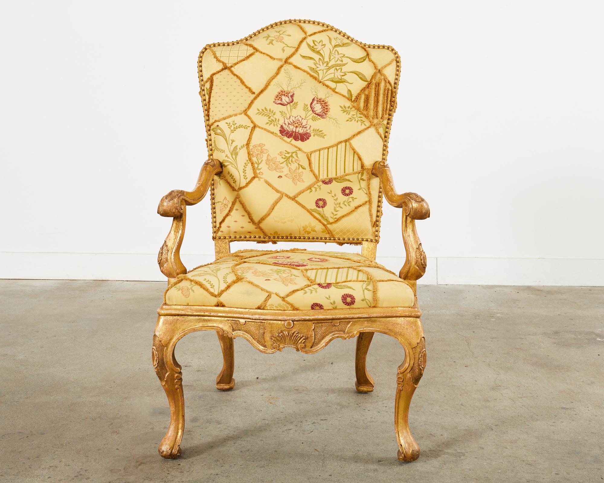 American Hendrix Allardyce Italian Baroque Style Gilt Throne Chair For Sale