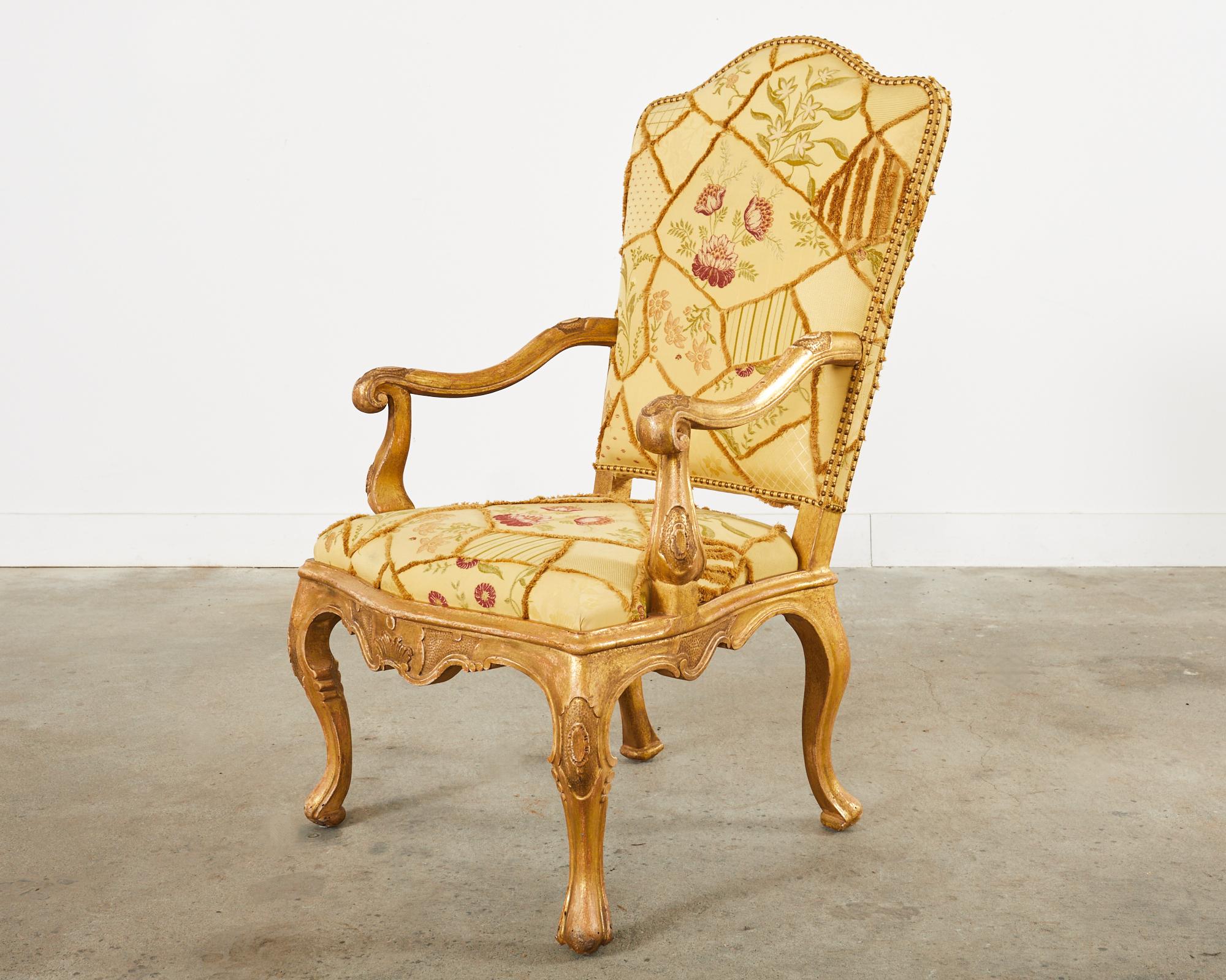 Hand-Crafted Hendrix Allardyce Italian Baroque Style Gilt Throne Chair For Sale