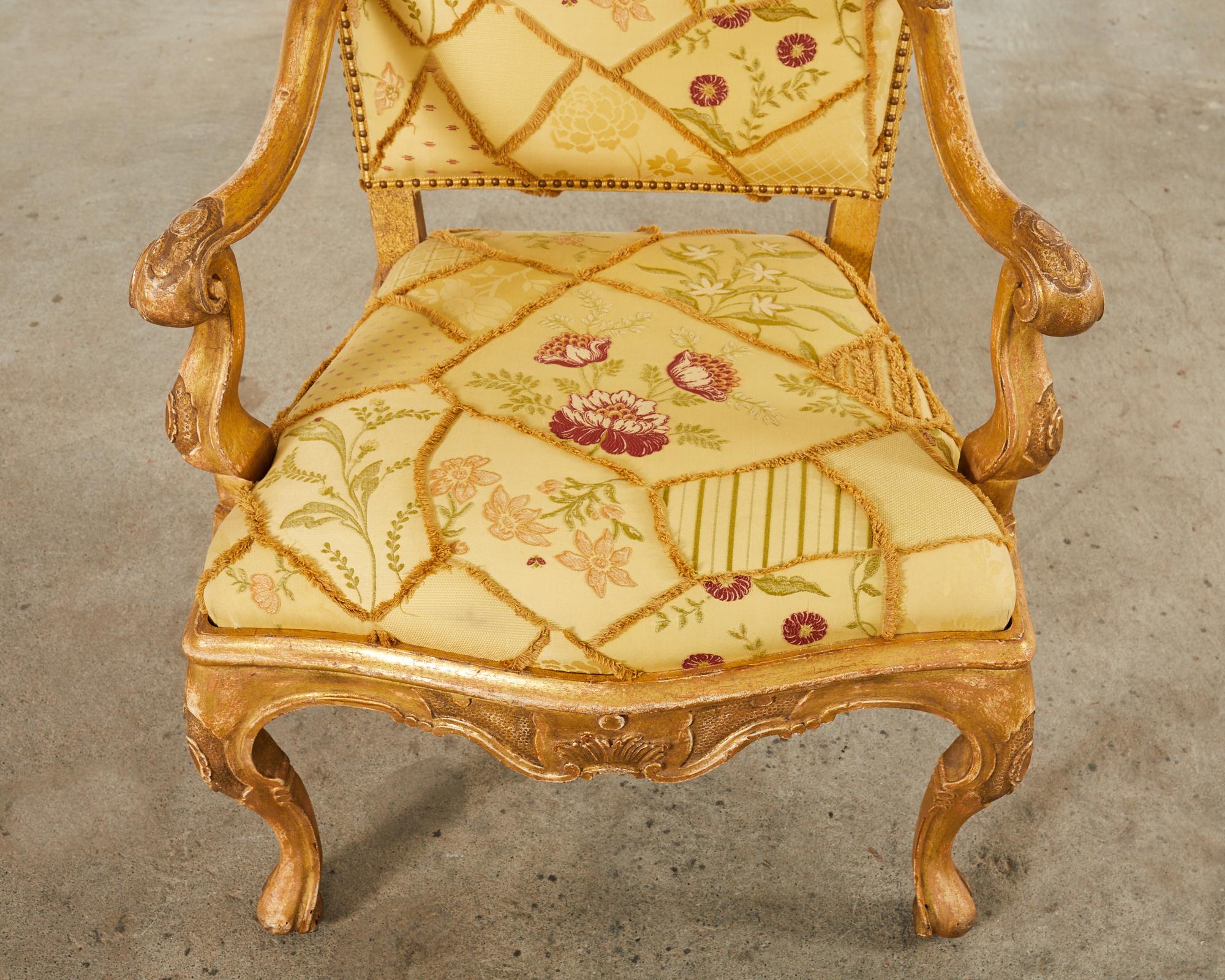 Hendrix Allardyce Italian Baroque Style Gilt Throne Chair For Sale 1