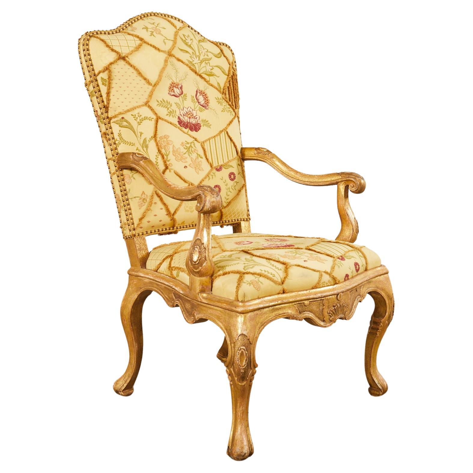 Chaise trône dorée de style baroque italien Hendrix Allardyce en vente