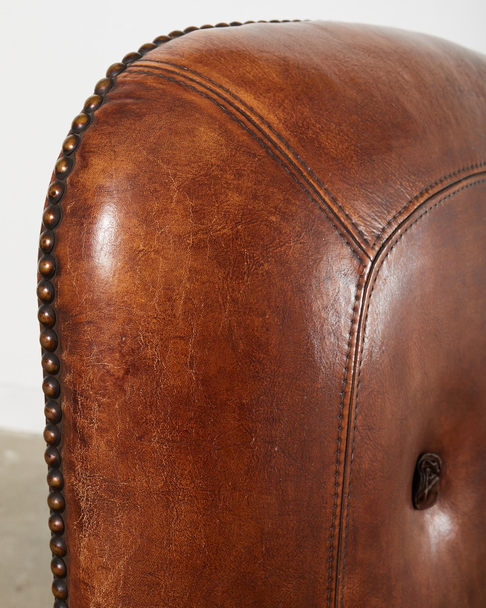 Hendrix Allardyce Italian Baroque Style Leather Library Chair For Sale 7
