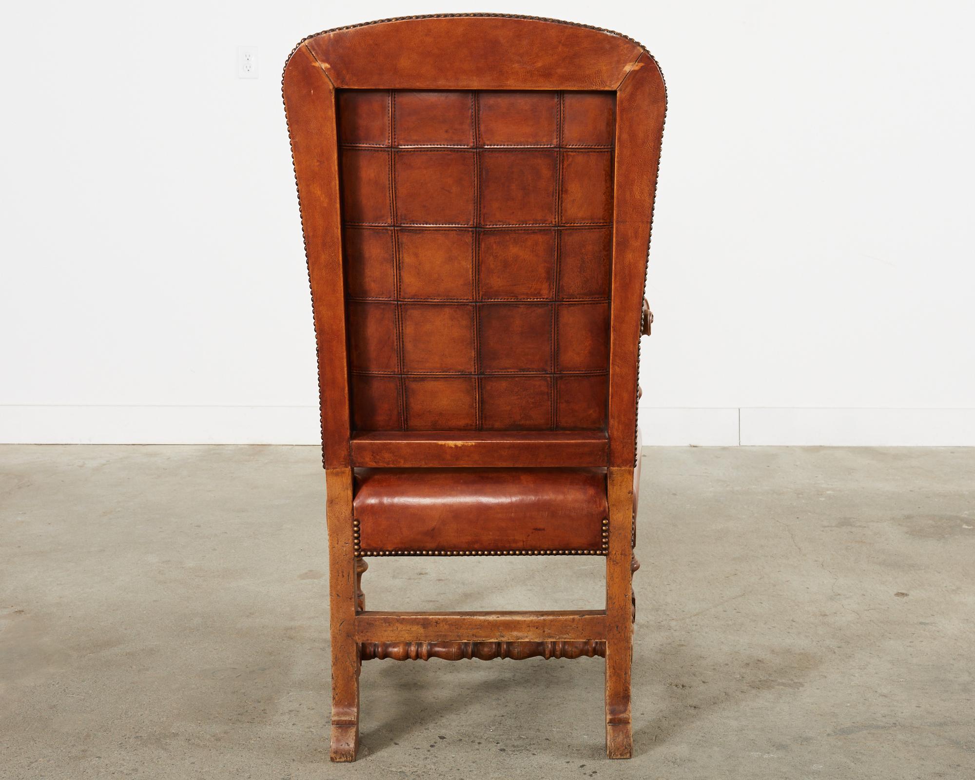 Hendrix Allardyce Italian Baroque Style Leather Library Chair For Sale 12