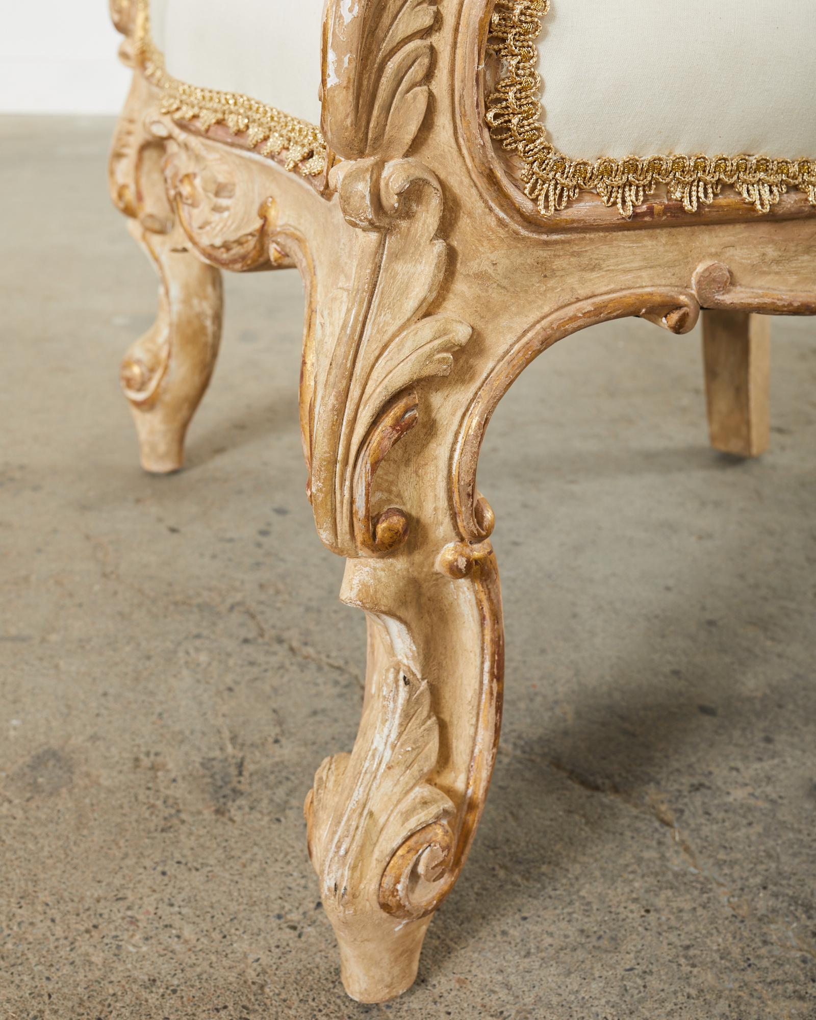 Hendrix Allardyce Italian Rococo Style Carved Library Armchair For Sale 3