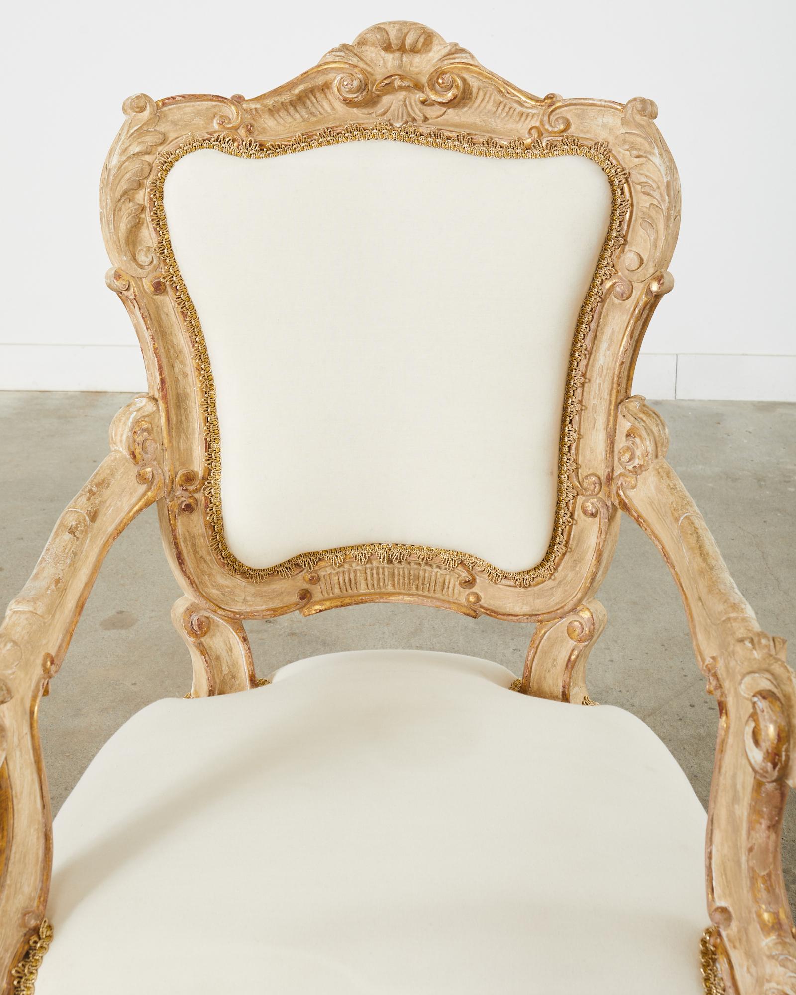 Hendrix Allardyce Italian Rococo Style Carved Library Armchair For Sale 4
