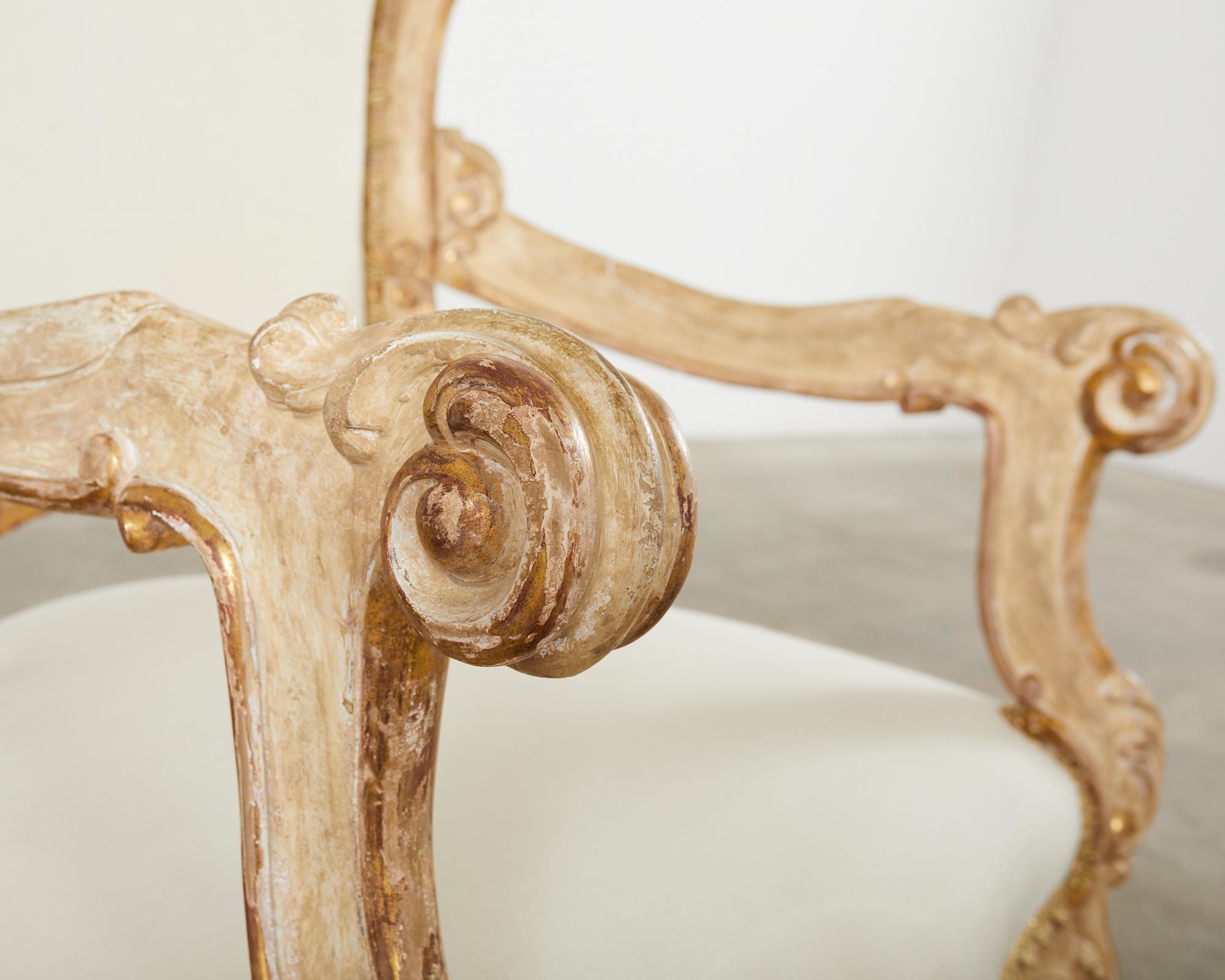 Hendrix Allardyce Italian Rococo Style Carved Library Armchair For Sale 7