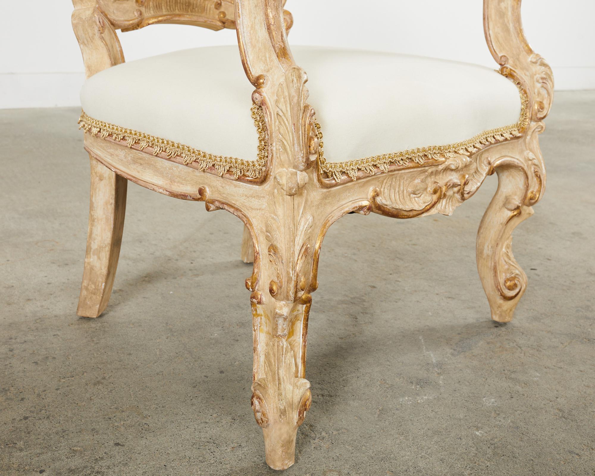 Hendrix Allardyce Italian Rococo Style Carved Library Armchair For Sale 8