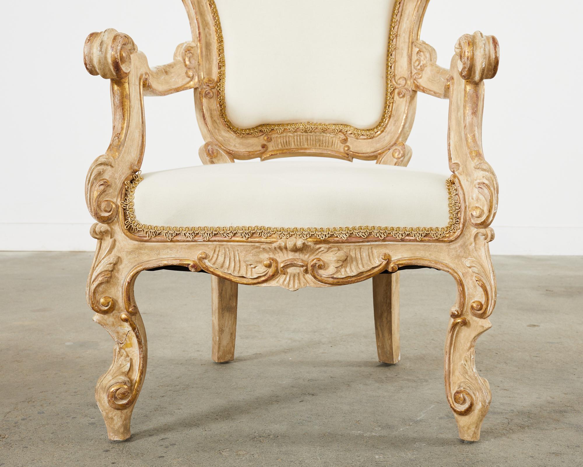 Hendrix Allardyce Italian Rococo Style Carved Library Armchair For Sale 10