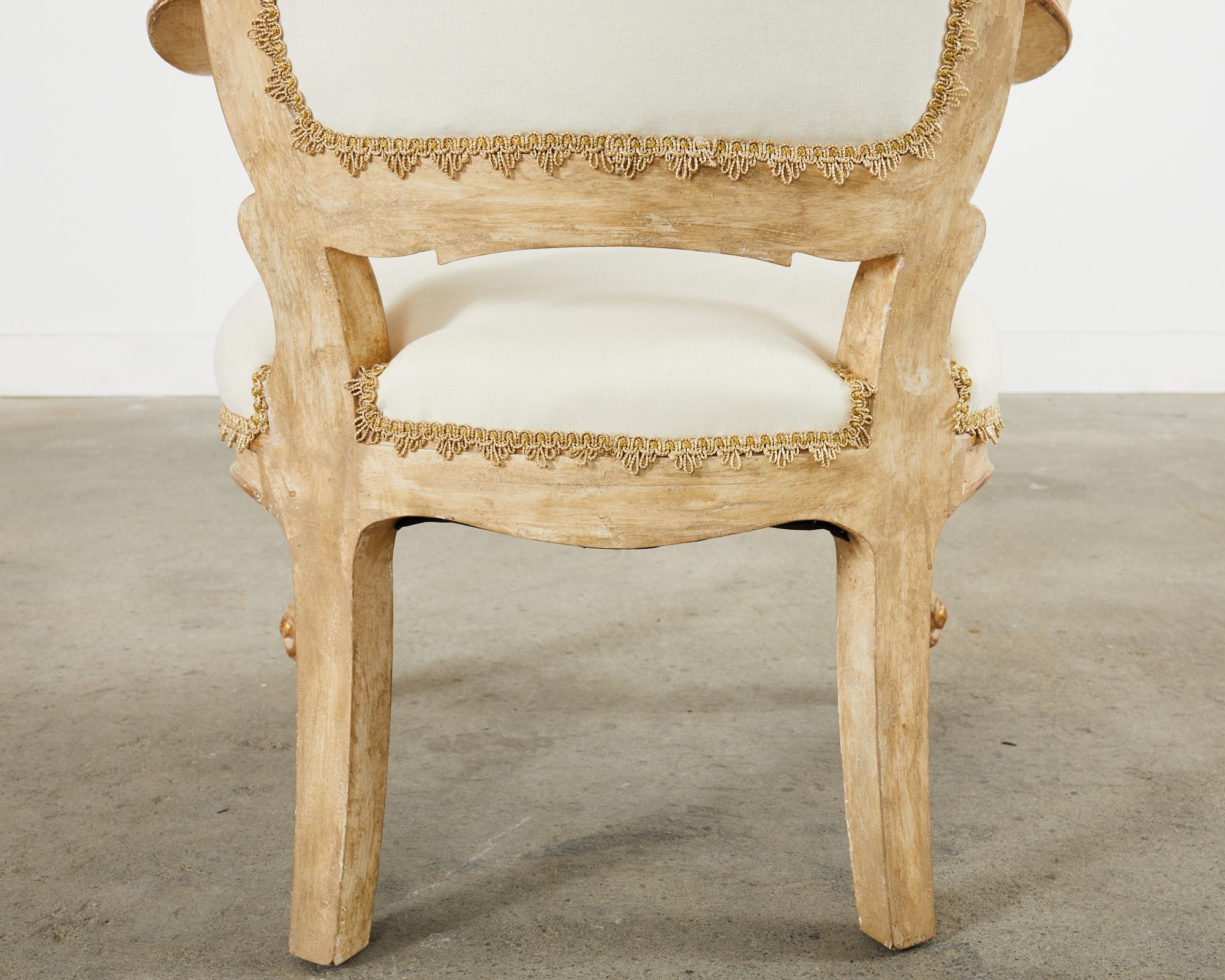 Hendrix Allardyce Italian Rococo Style Carved Library Armchair For Sale 11