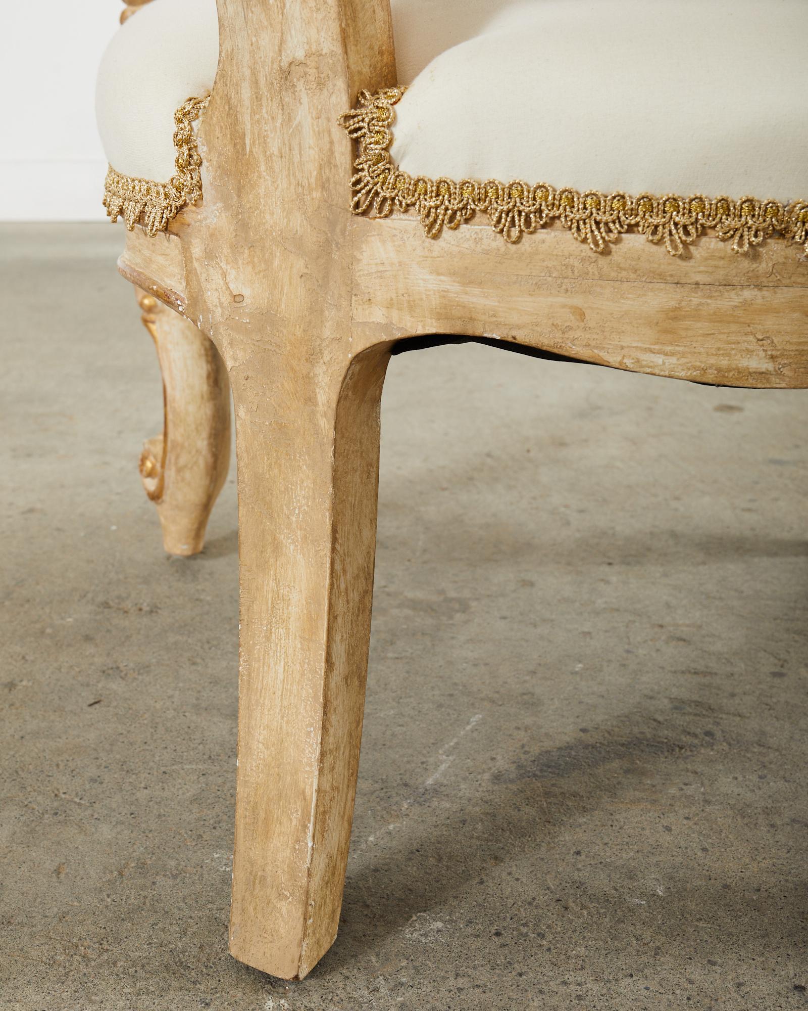 Hendrix Allardyce Italian Rococo Style Carved Library Armchair For Sale 12