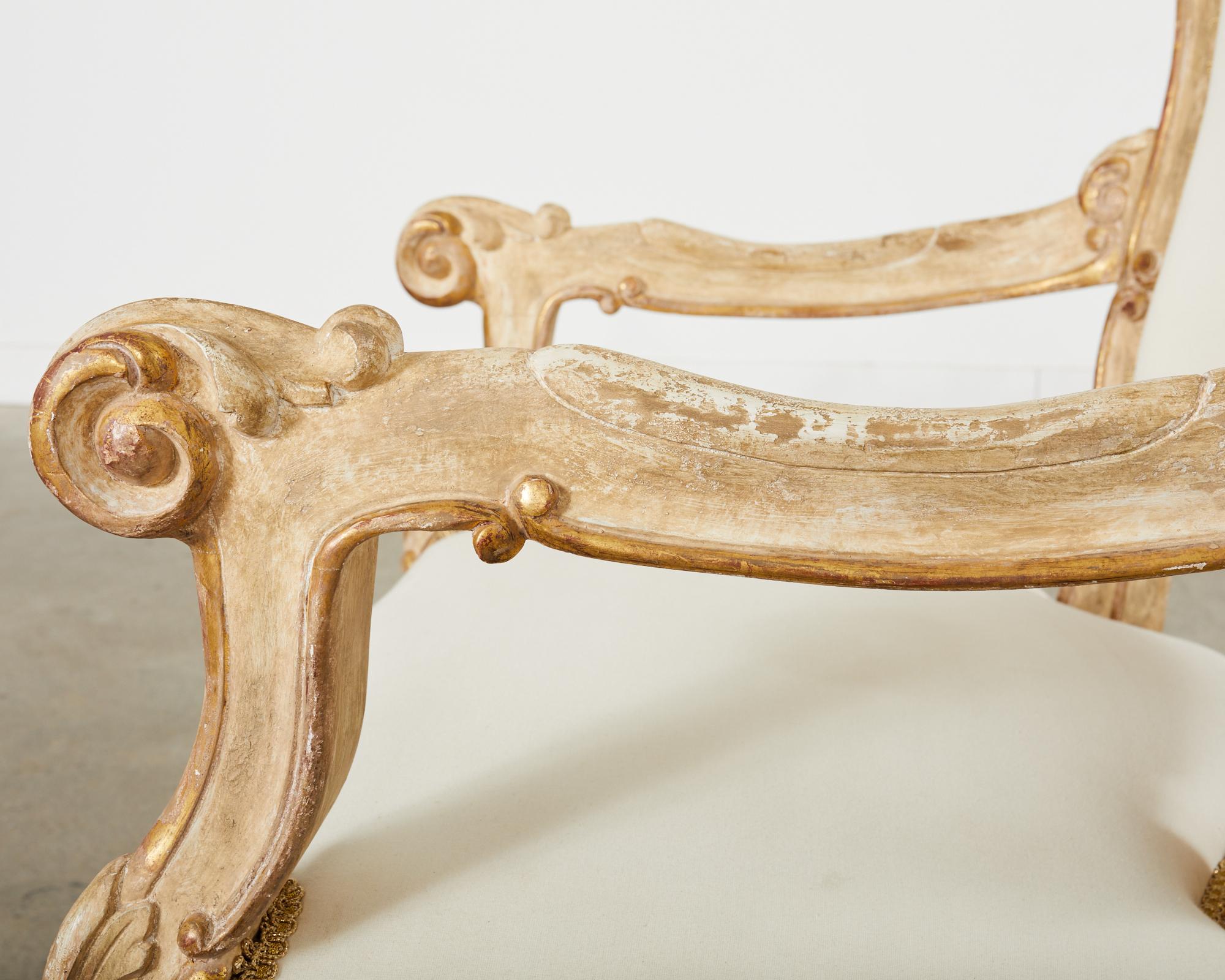Hendrix Allardyce Italian Rococo Style Carved Library Armchair For Sale 2