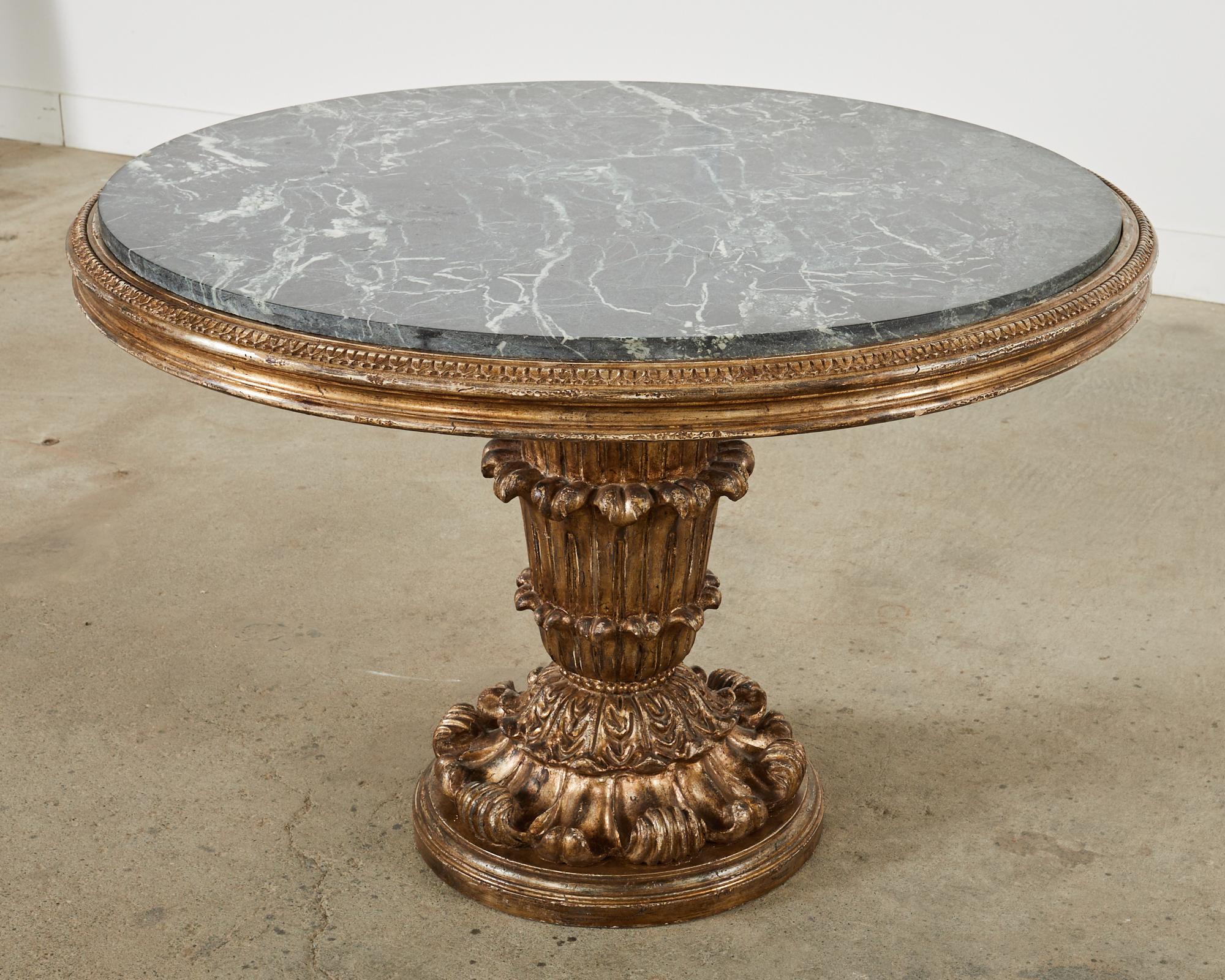 Hendrix Allardyce Neoclassical Style Verde Marble Tivoli Center Table  In Distressed Condition For Sale In Rio Vista, CA