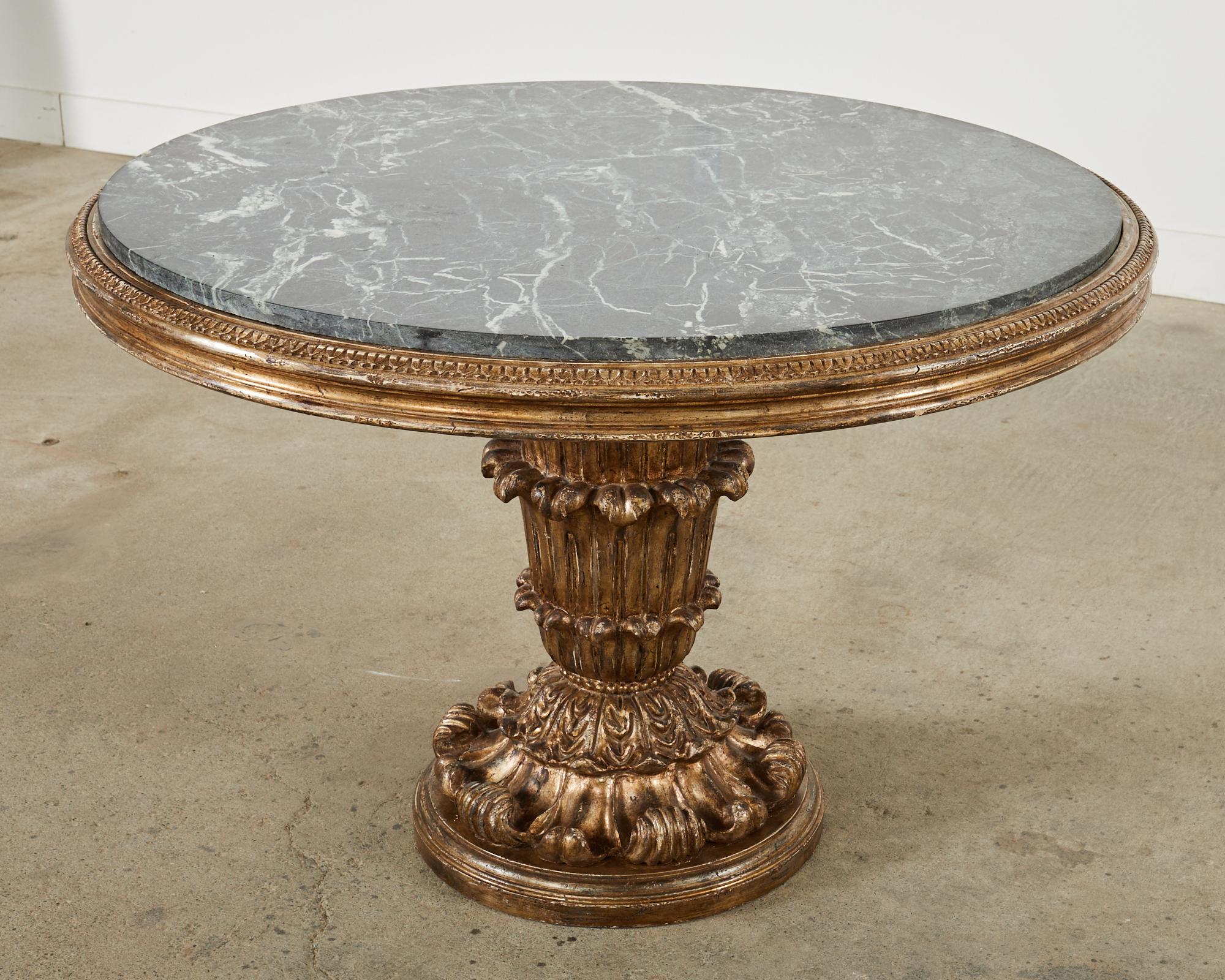 Hendrix Allardyce Neoclassical Style Verde Marble Tivoli Center Table In Distressed Condition For Sale In Rio Vista, CA