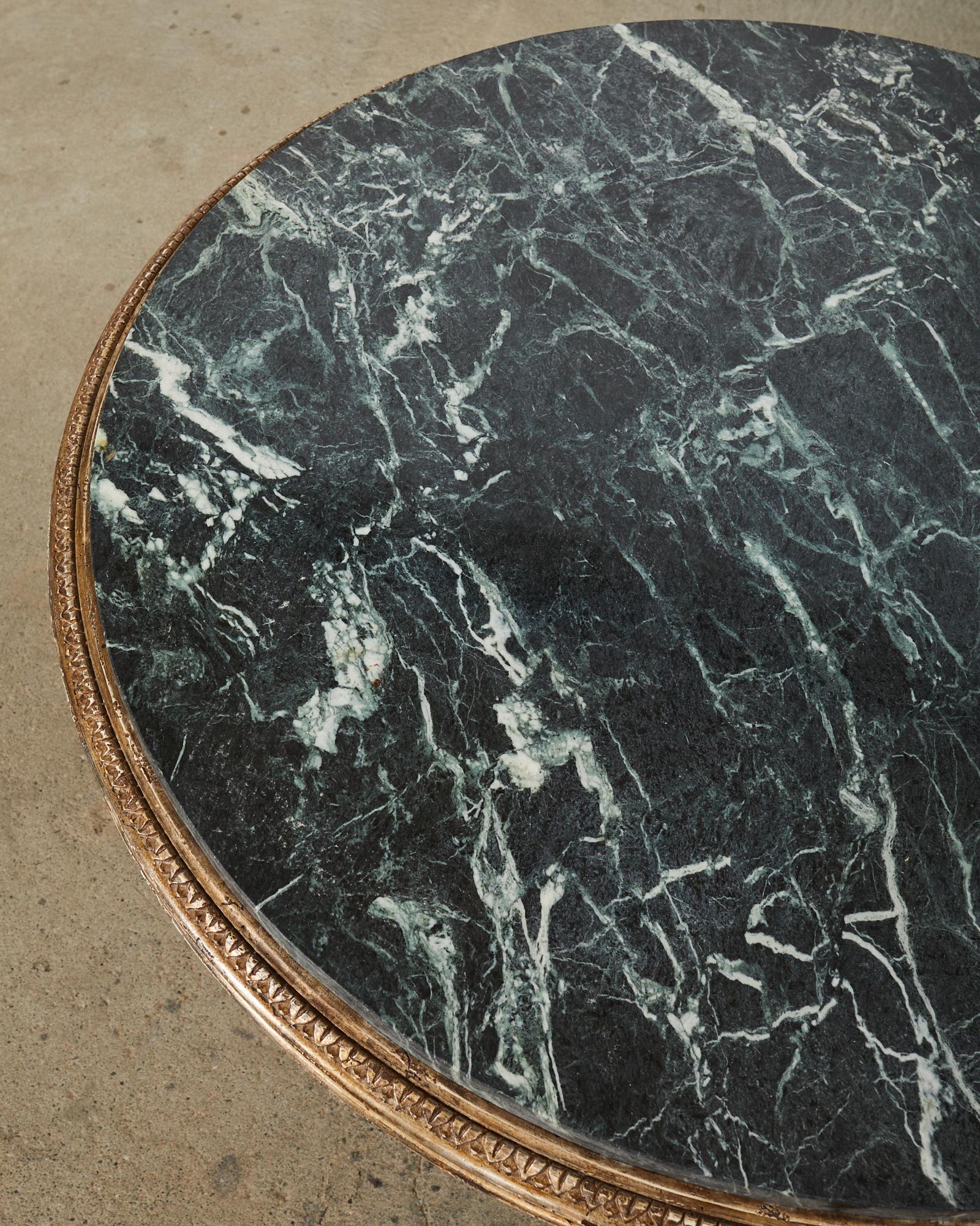 Hendrix Allardyce Tivoli-Mitteltisch aus Verde-Marmor im neoklassischen Stil  im Zustand „Starke Gebrauchsspuren“ in Rio Vista, CA