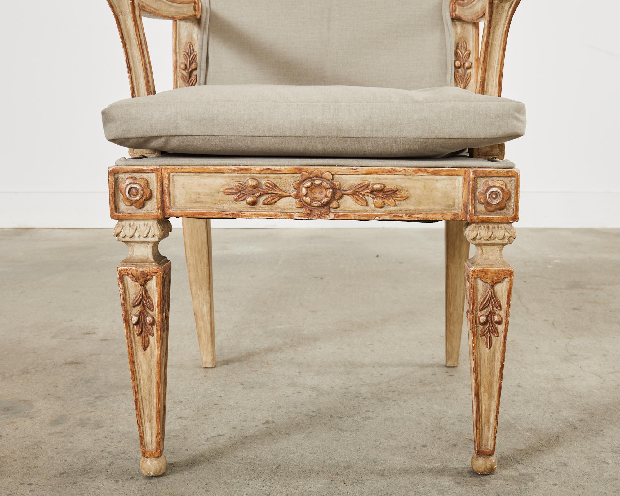 Hendrix Allardyce Neoclassical Venetian Style Painted Library Chair For Sale 5