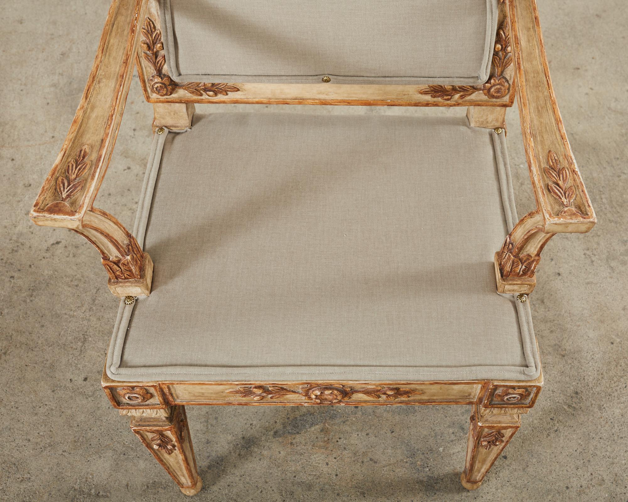 Hendrix Allardyce Neoclassical Venetian Style Painted Library Chair For Sale 8