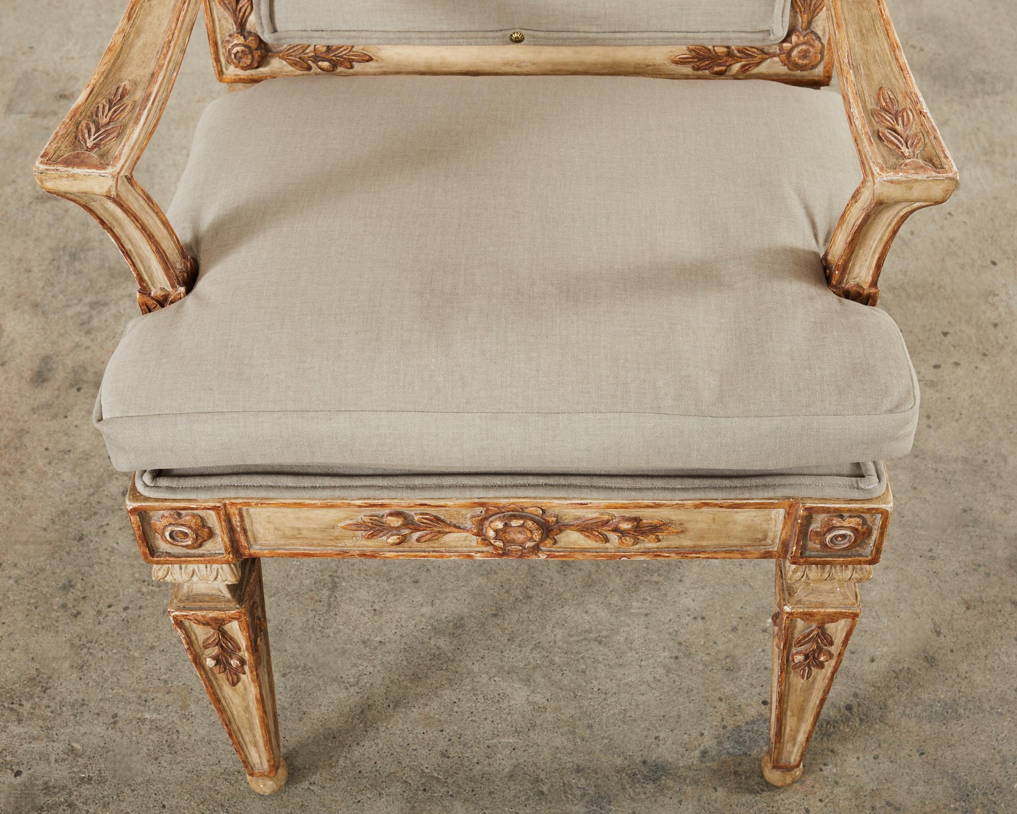 Contemporary Hendrix Allardyce Neoclassical Venetian Style Painted Library Chair For Sale