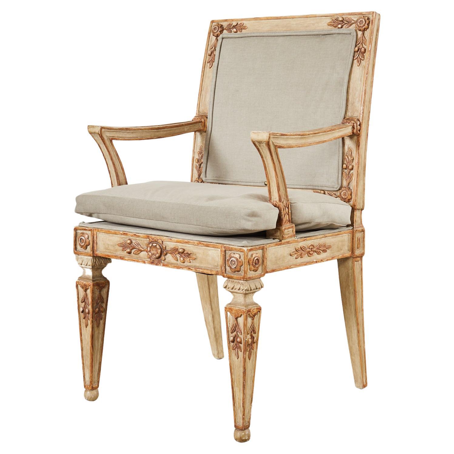 Hendrix Allardyce Neoclassical Venetian Style Painted Library Chair