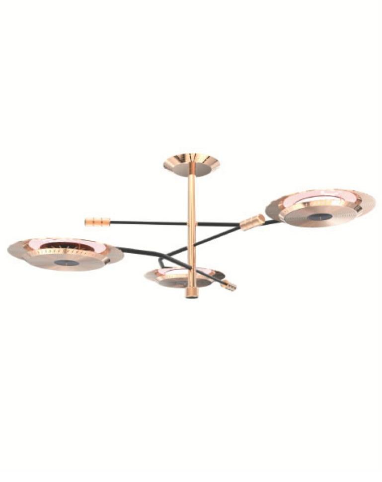 Hendrix Pendant Light in Brass with Gold-Plated FInish For Sale