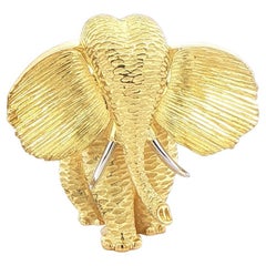 Henery Dunay Sculpted gold Elephant Brooch