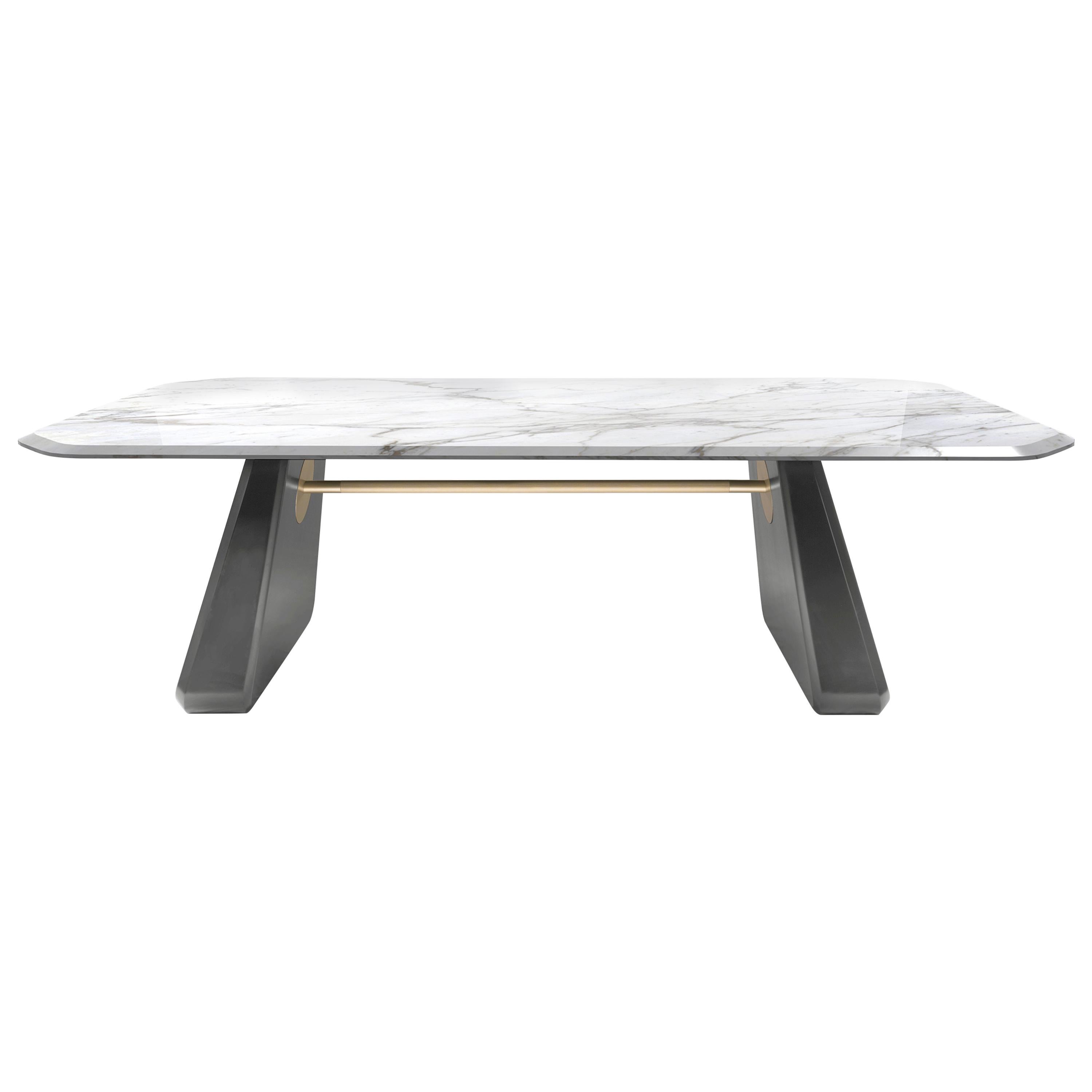 Inge Contemporary Dining Table in Marble and Lacquered