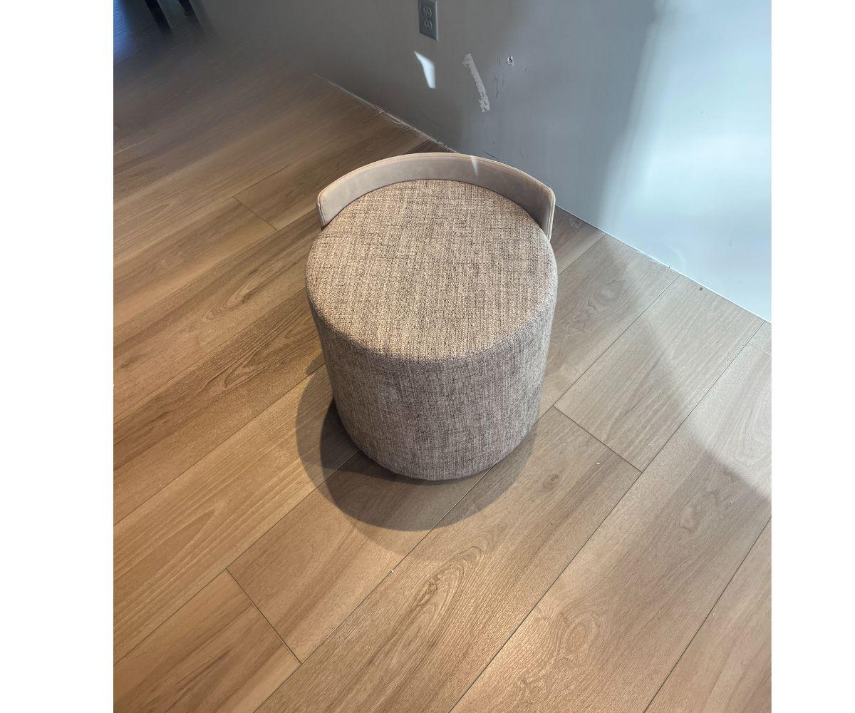 Designed by Massimo Castagna

Structure
Solid wood with polyurethane foam in different densities, covered in Fabric as shown 

Backrest
Metal structure upholstered with Ivory Nabuk Leather 

Base
In black burnished Steel.