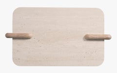 Tavolino moderno Hengra Base in Wood Wood con piano in porcellana Travertino