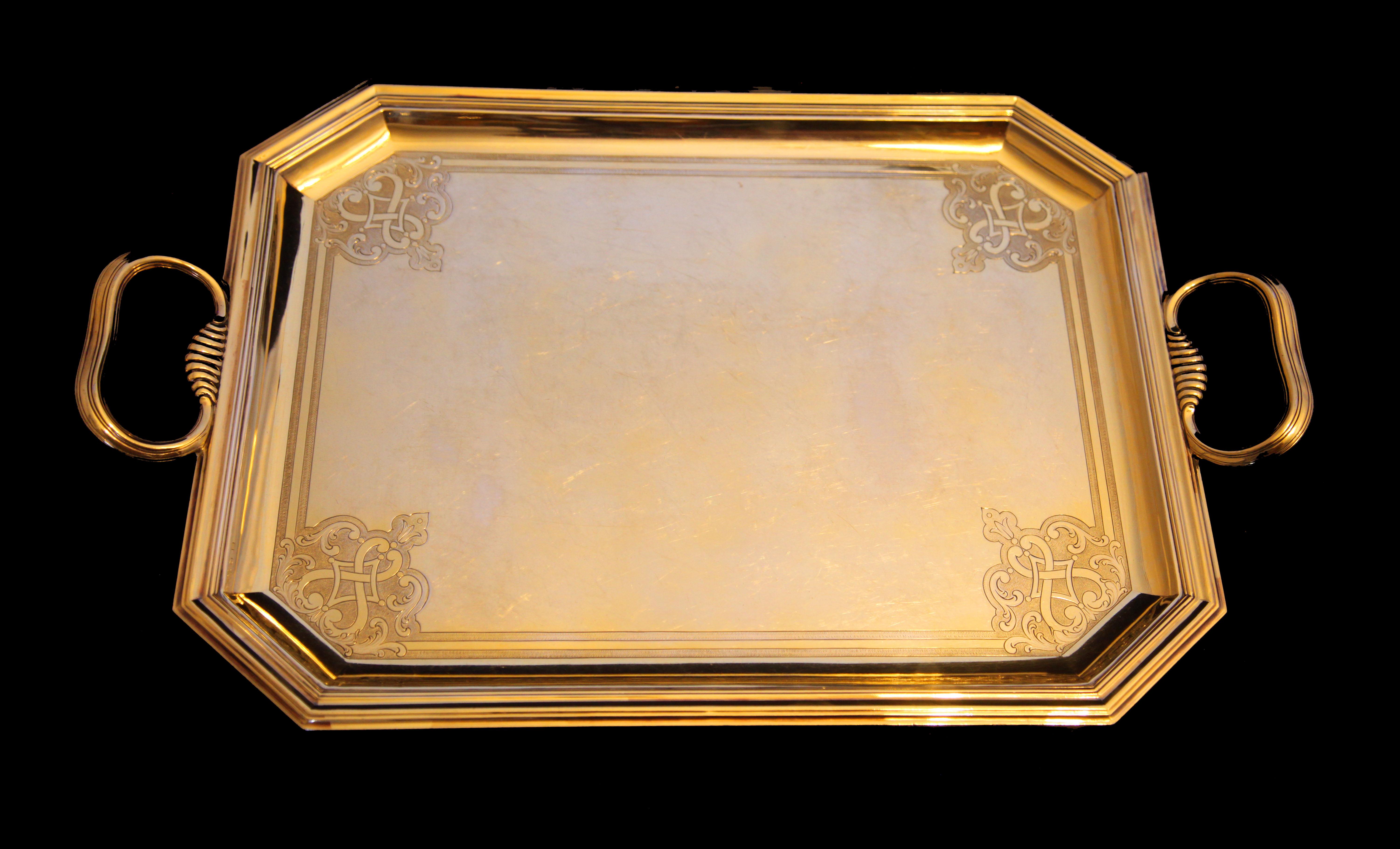 Henin & Cie - 5pc. ¡Juego de Té Antique French Vermeil + Envoltorios! en venta 7