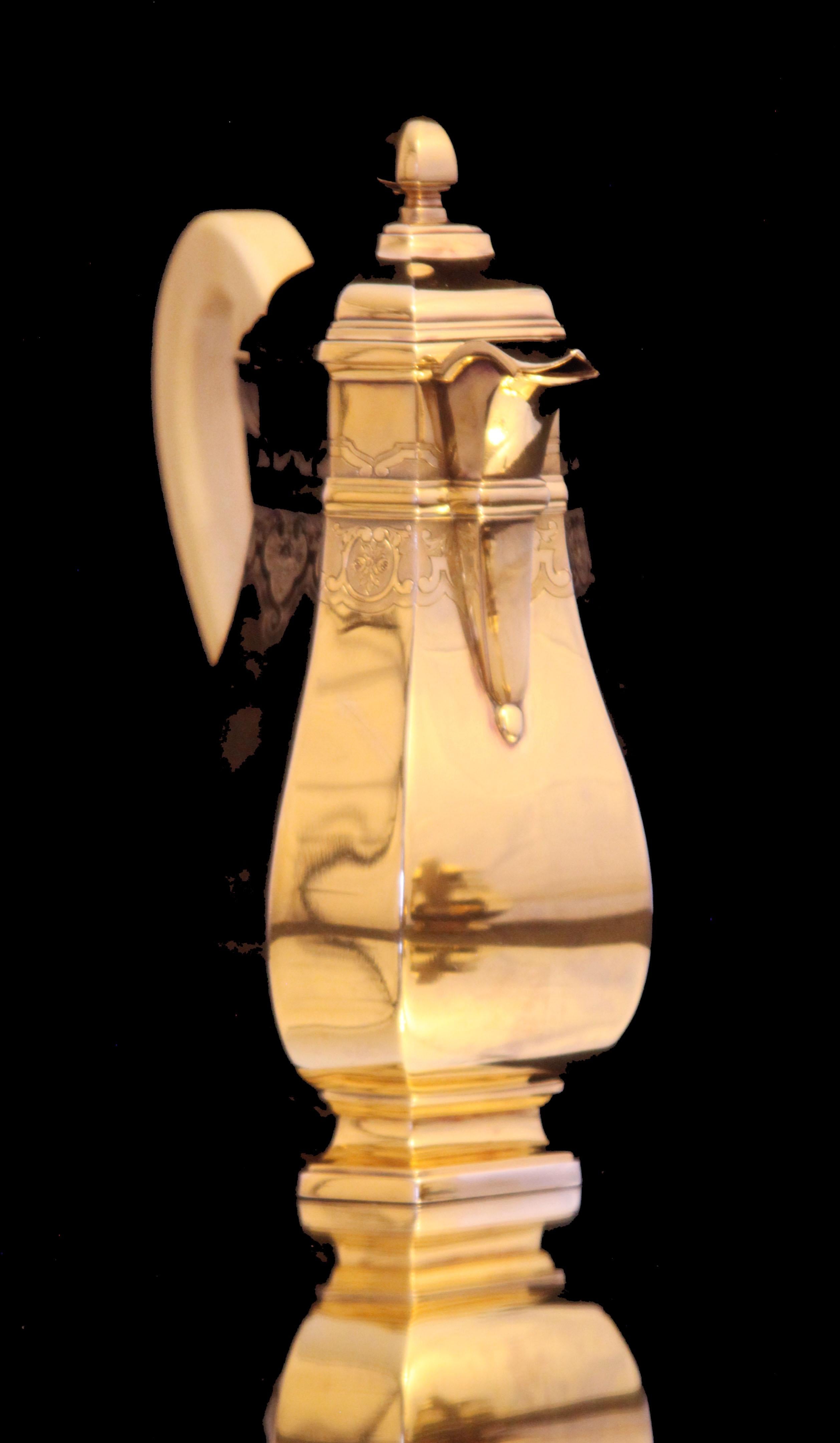 Henin & Cie - 5pc. ¡Juego de Té Antique French Vermeil + Envoltorios! siglo XIX en venta