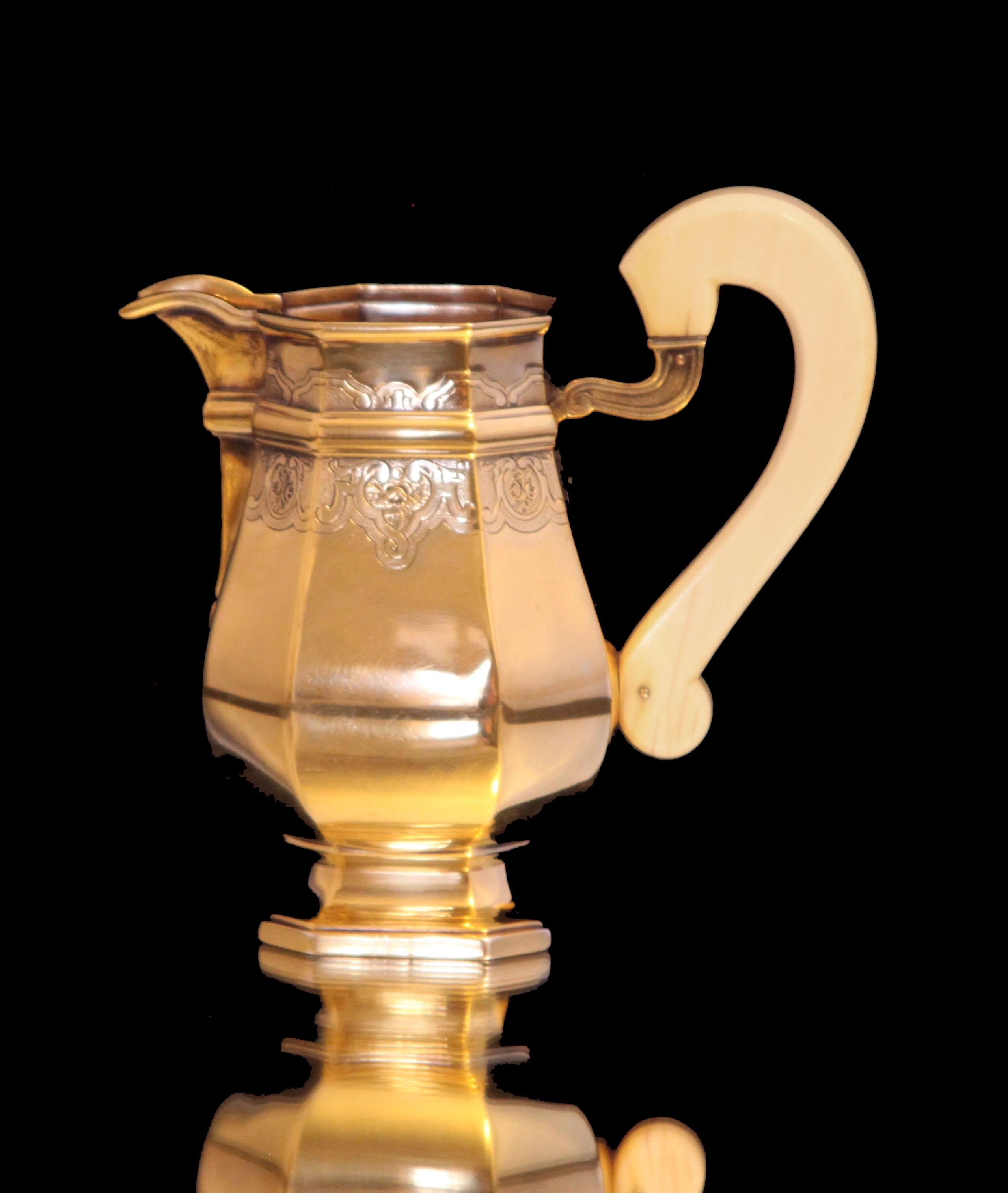 Henin & Cie - 5pc. ¡Juego de Té Antique French Vermeil + Envoltorios! en venta 1
