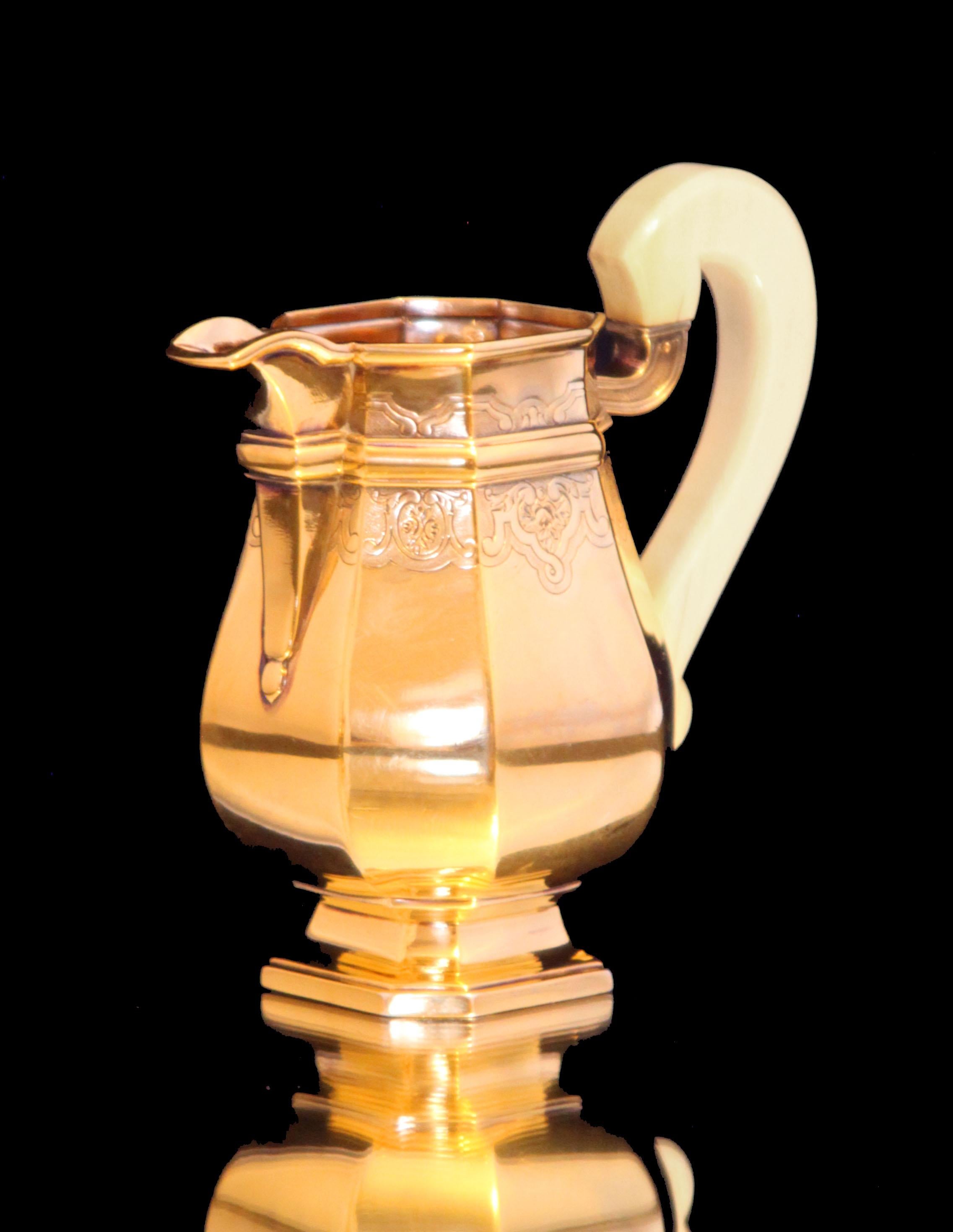 Henin & Cie - 5pc. ¡Juego de Té Antique French Vermeil + Envoltorios! en venta 2