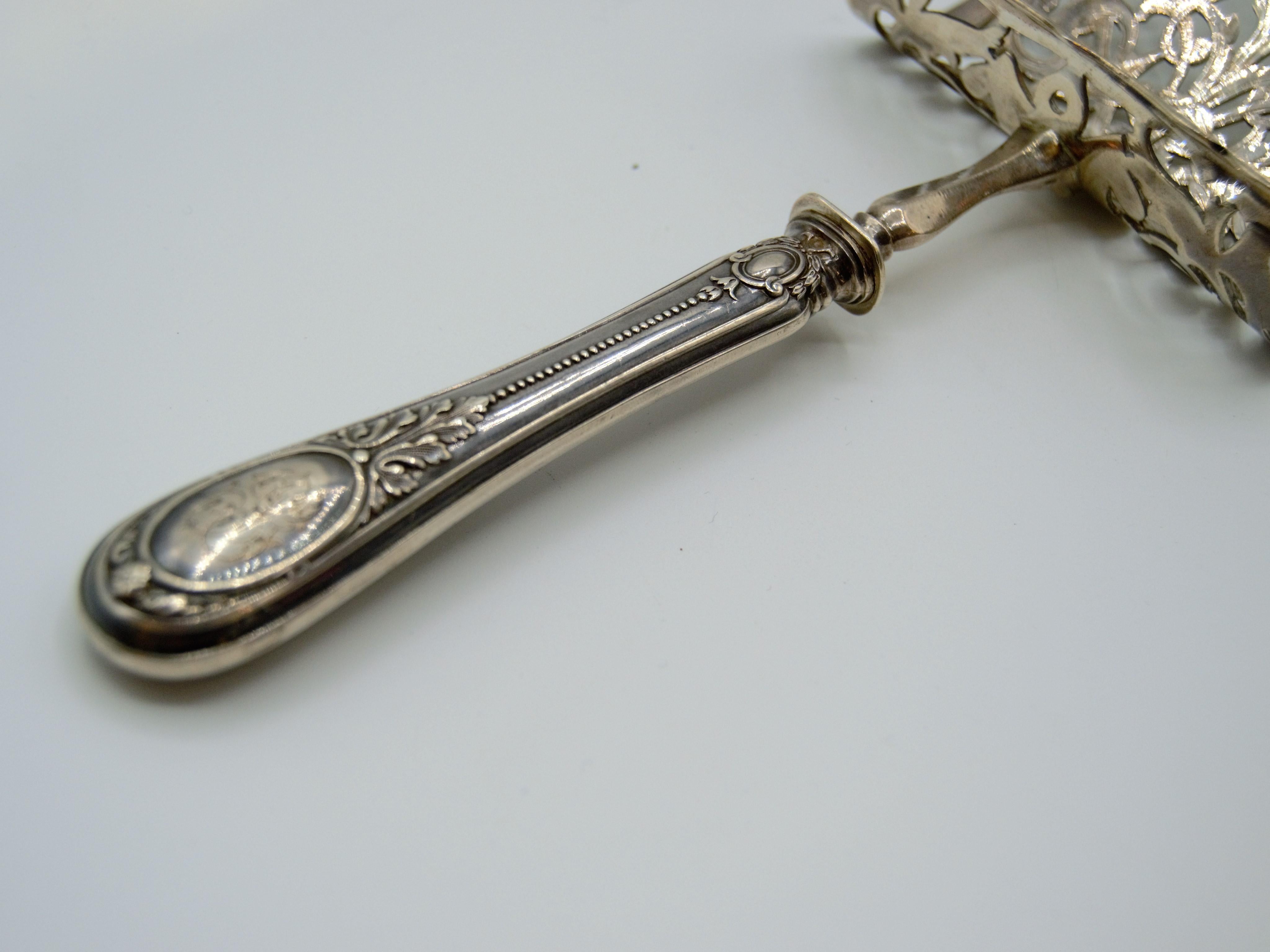 19th Century Henin French Solid Silver Asparagus / Pastry Server For Sale