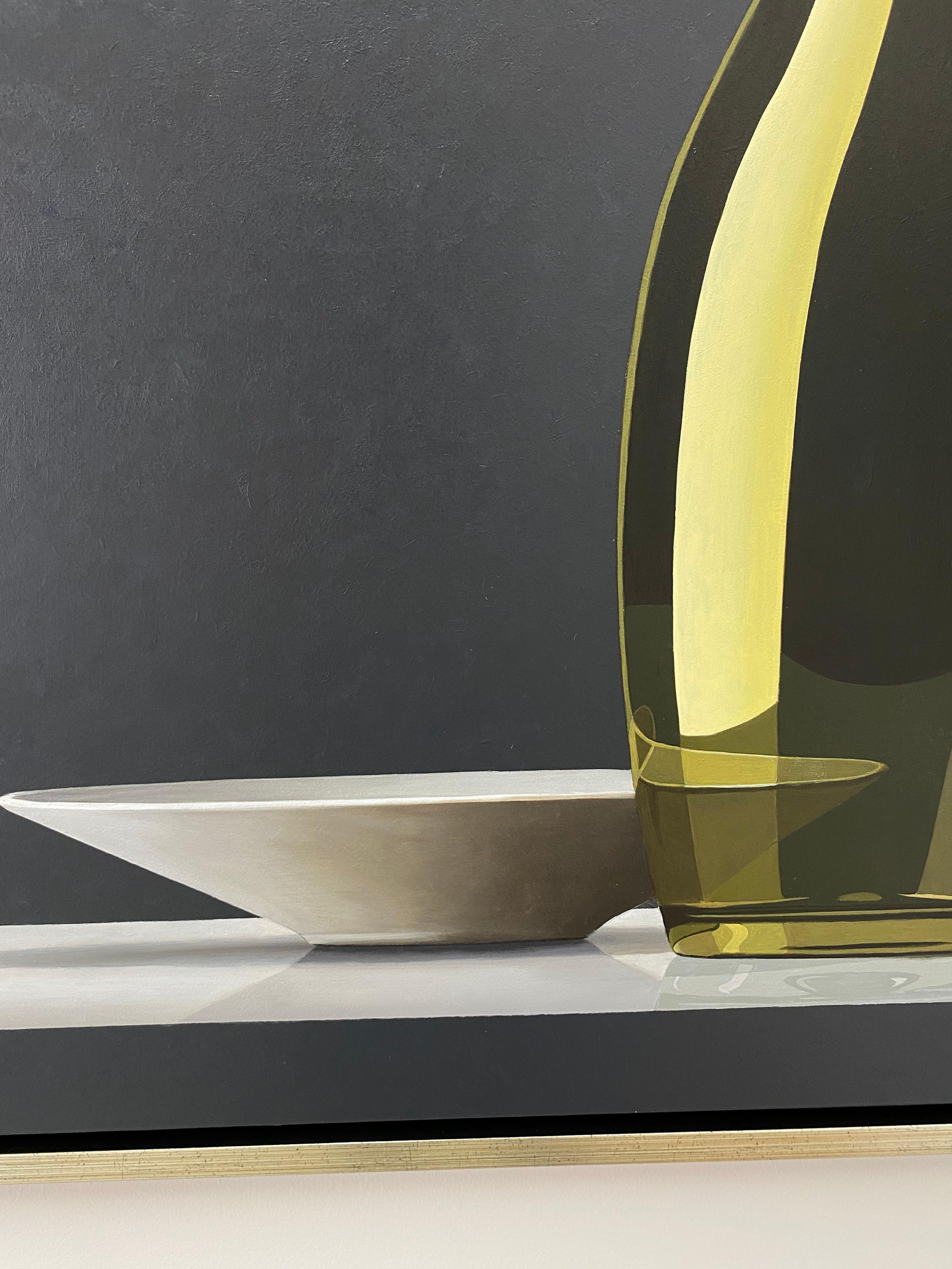 Henk Boon 
Composition with dish 
Oil on wood
80 x 96 cm
Frame included 85,5 x 101,5 cm  

The still-life paintings of Dutch painter Henk Boon show an abstaction of reality. 

Painted and composed so precisely and carefully that it is a realistic